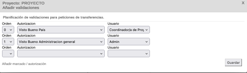 Configuración Flujo Validación Transferencias