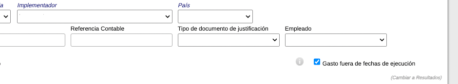 Formulario gasto con campo de gastos fuera fecha ejecución