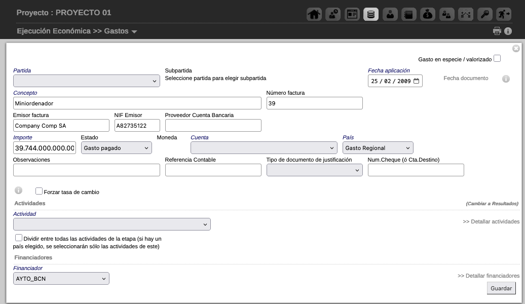 Nuevo gasto lectura factura electrónica