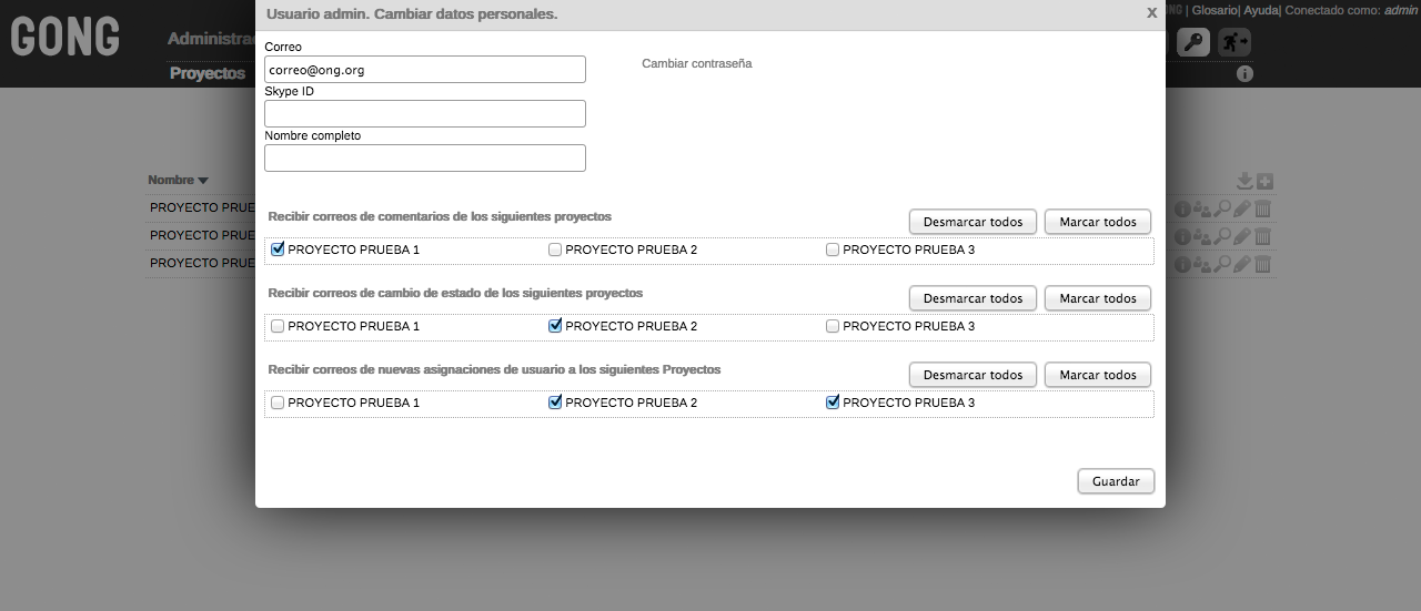 Pantallazo administración notificaciones GONG