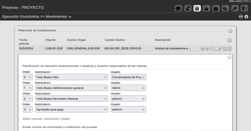 Ejemplo solicitud de transferencia